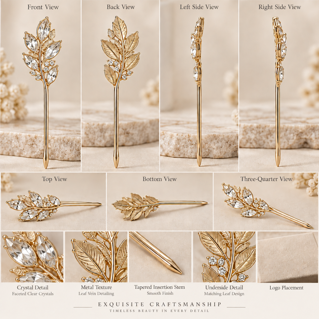 Velqiran™ Crystal Leaf Hairpin image 6