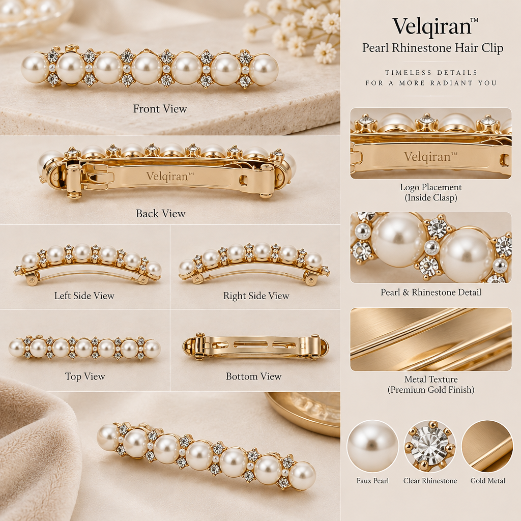 Velqiran™ Pearl Rhinestone Hair Clip image 6