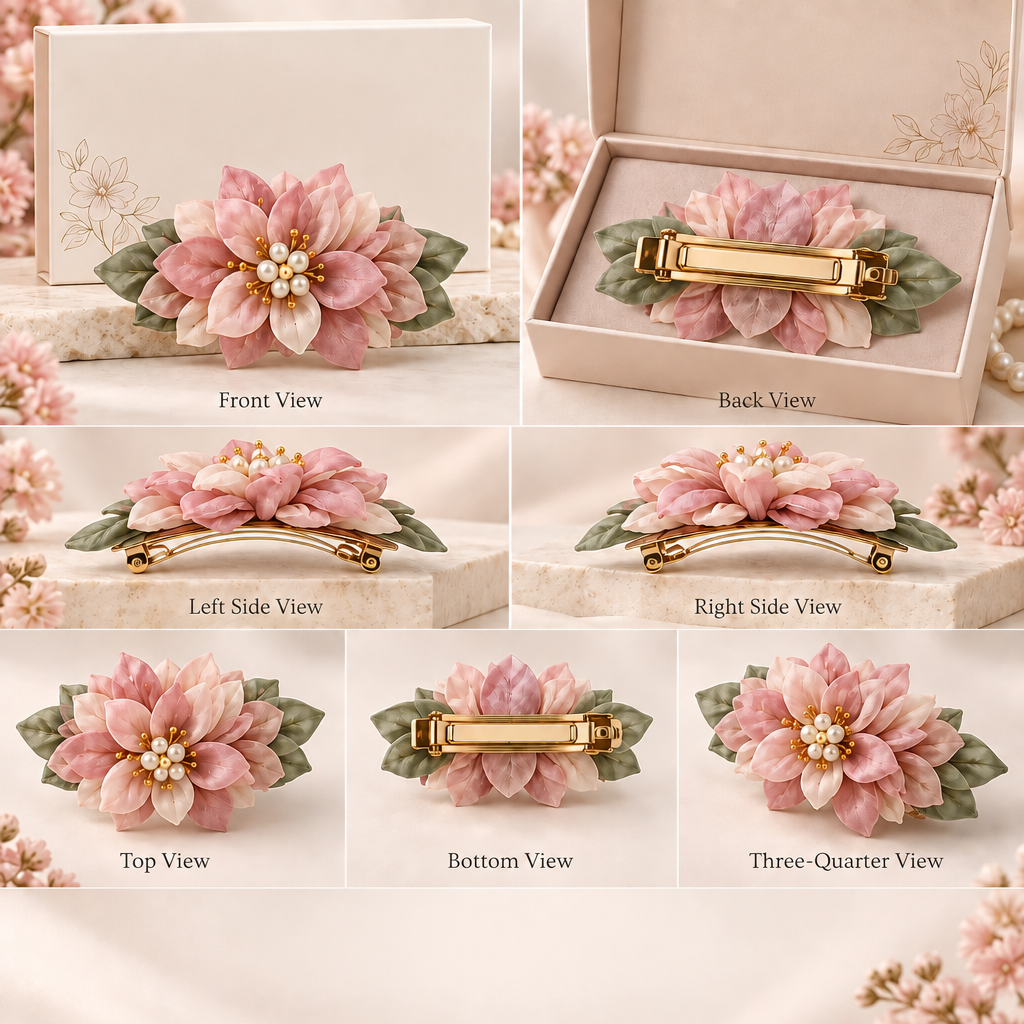 Velqiran™ Handcrafted Floral Hair Barrette image 2