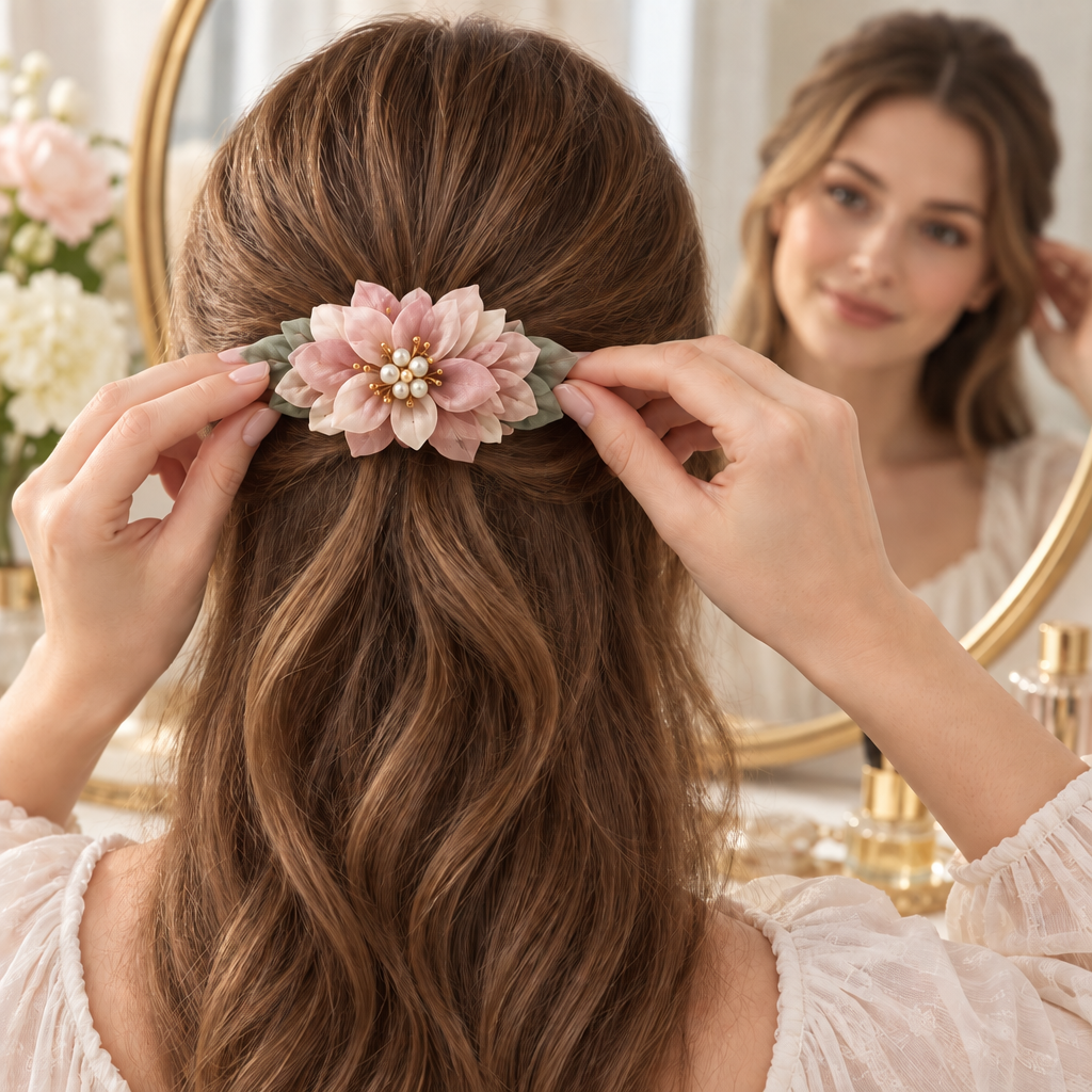 Velqiran™ Handcrafted Floral Hair Barrette image 5