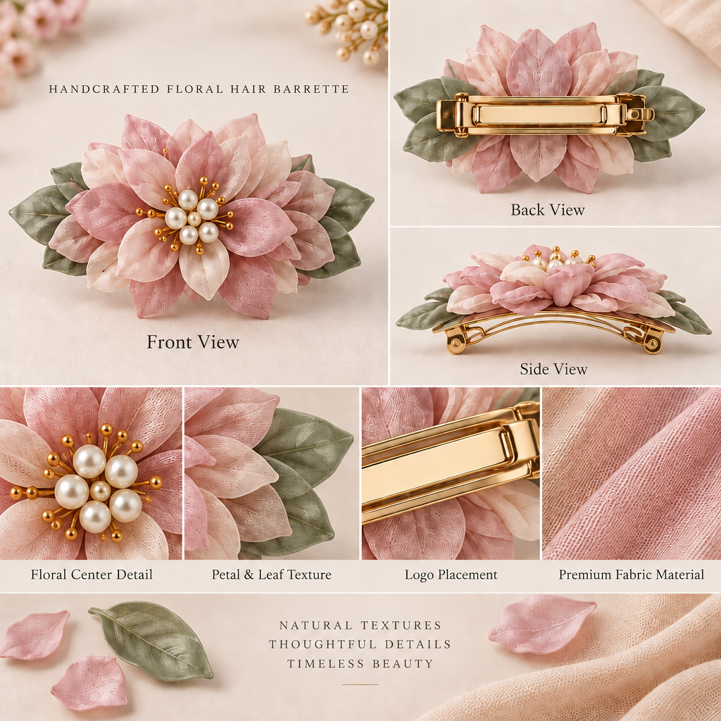 Velqiran™ Handcrafted Floral Hair Barrette image 6