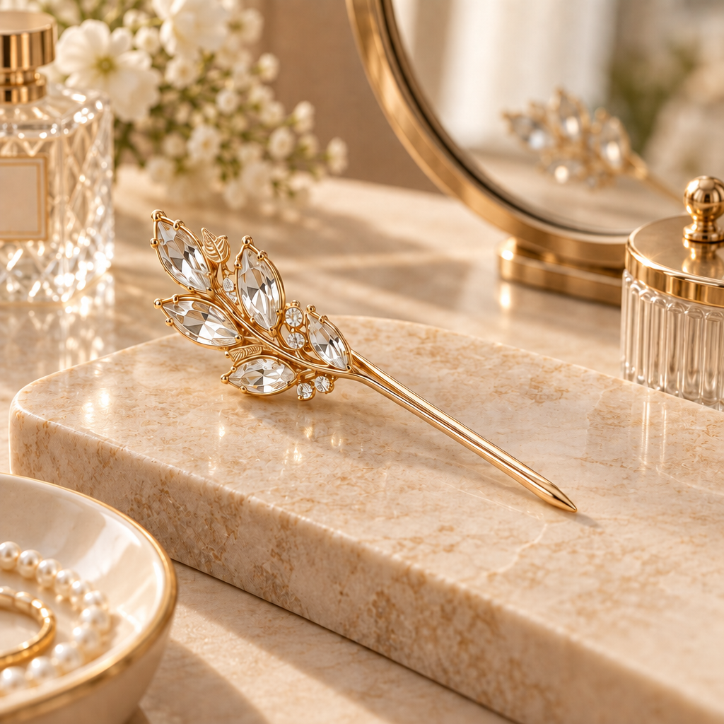Velqiran™ Crystal Leaf Hairpin image 1