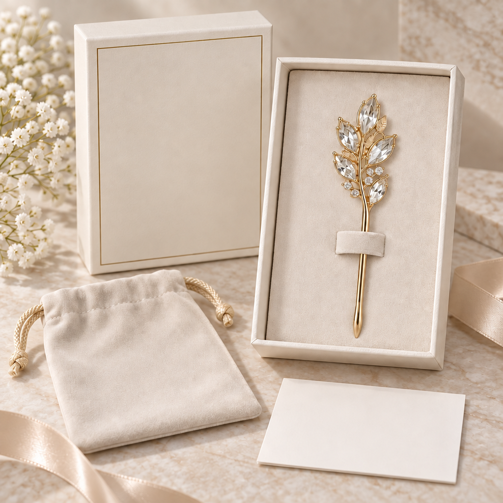 Velqiran™ Crystal Leaf Hairpin image 2