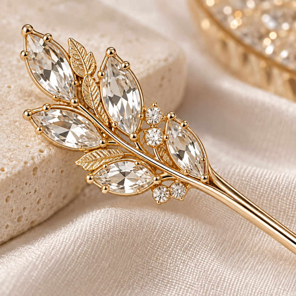 Velqiran™ Crystal Leaf Hairpin image 3
