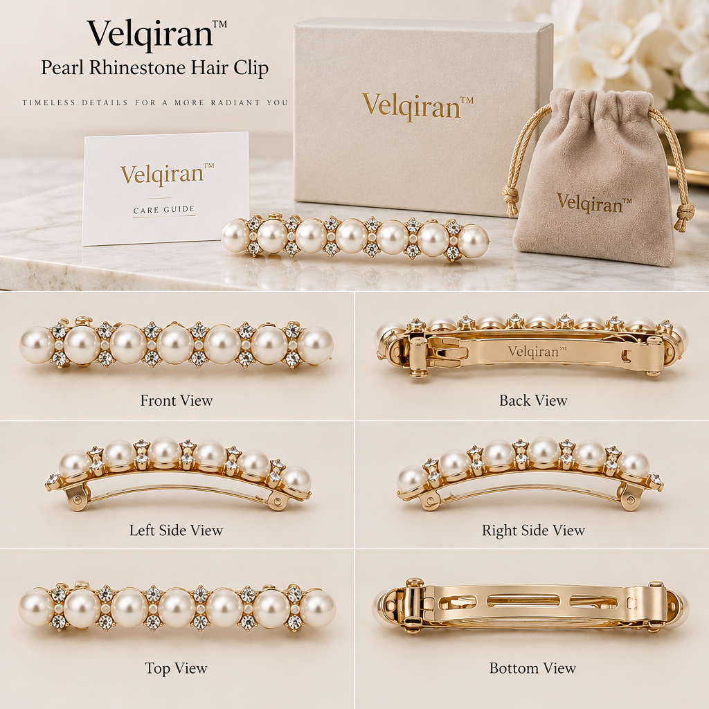 Velqiran™ Pearl Rhinestone Hair Clip image 2