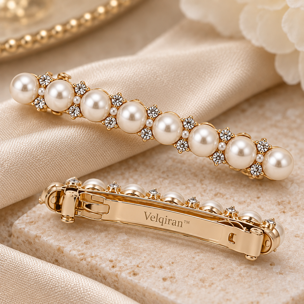 Velqiran™ Pearl Rhinestone Hair Clip image 3