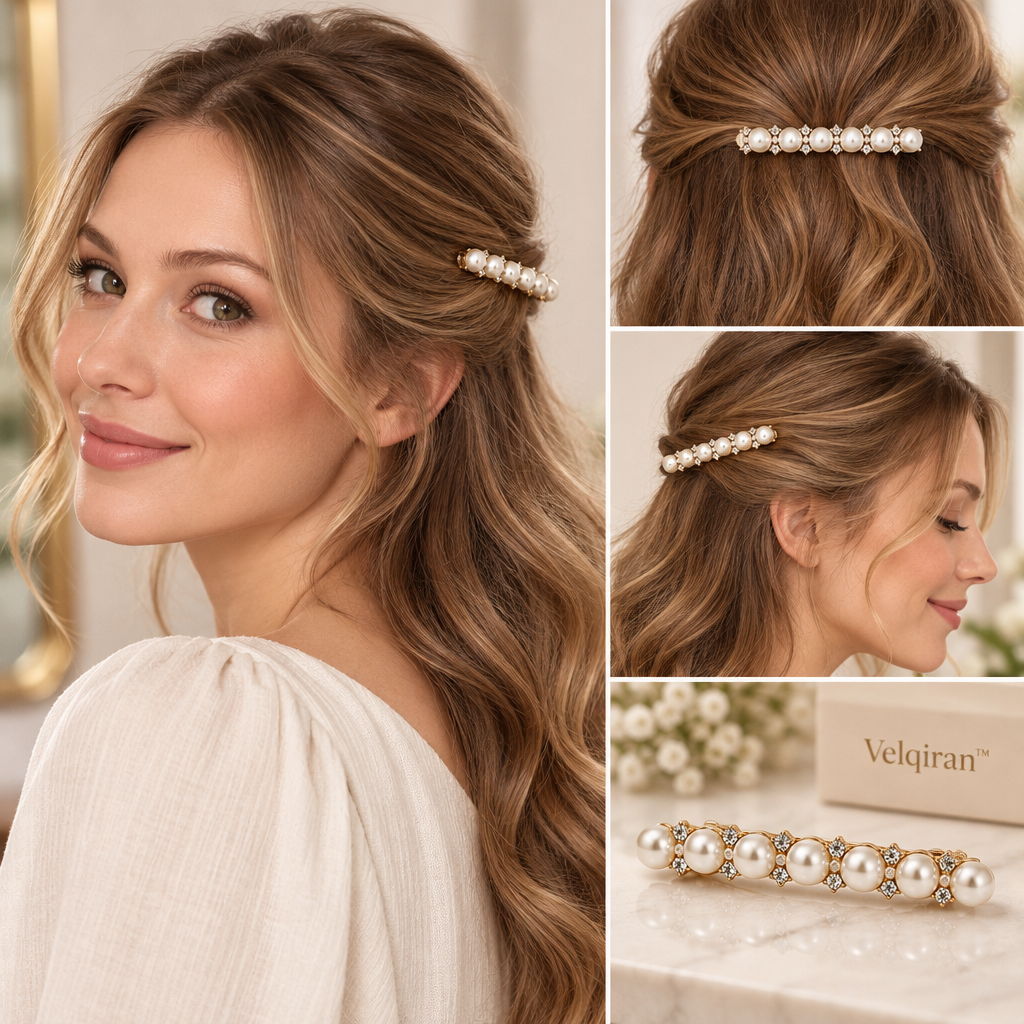 Velqiran™ Pearl Rhinestone Hair Clip image 4