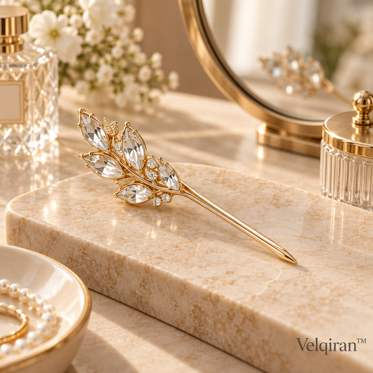 Velqiran™ Crystal Leaf Hairpin image 1