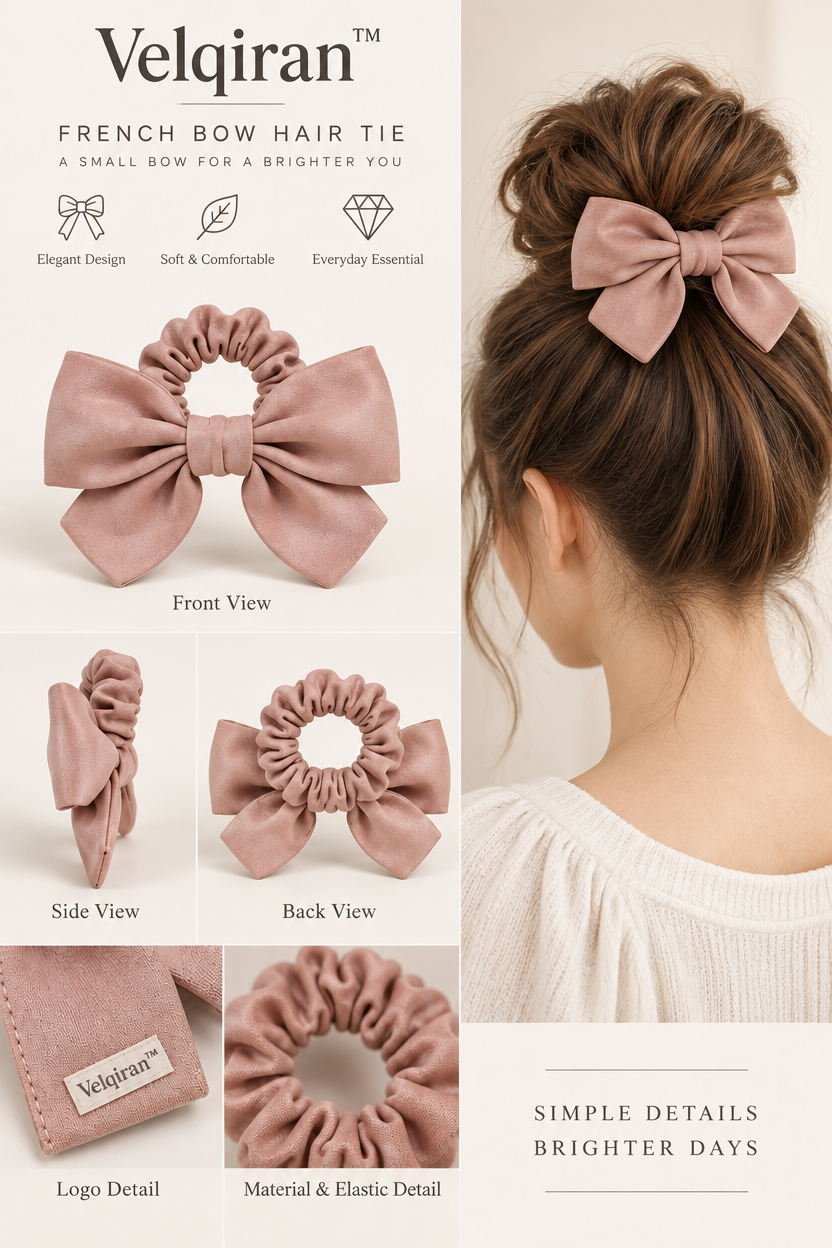 Velqiran™ French Bow Hair Tie image 3