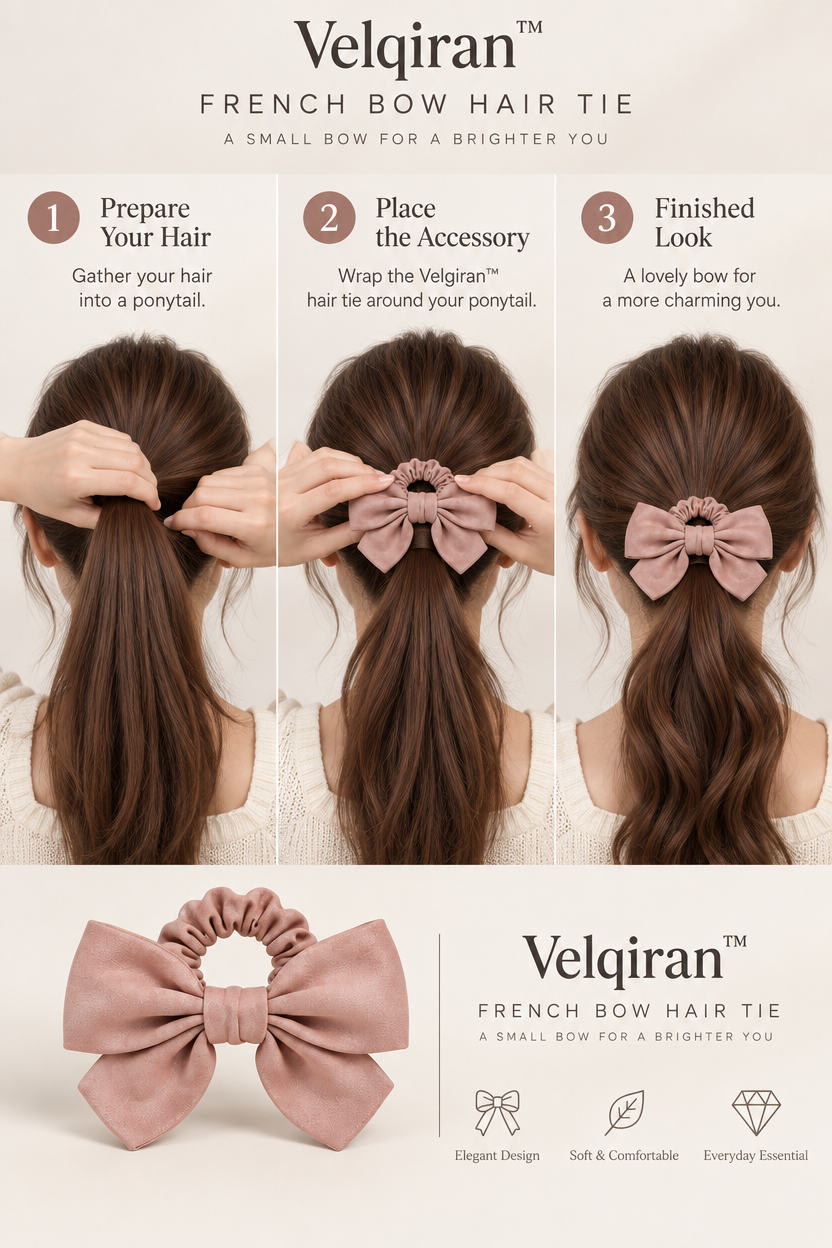 Velqiran™ French Bow Hair Tie image 4
