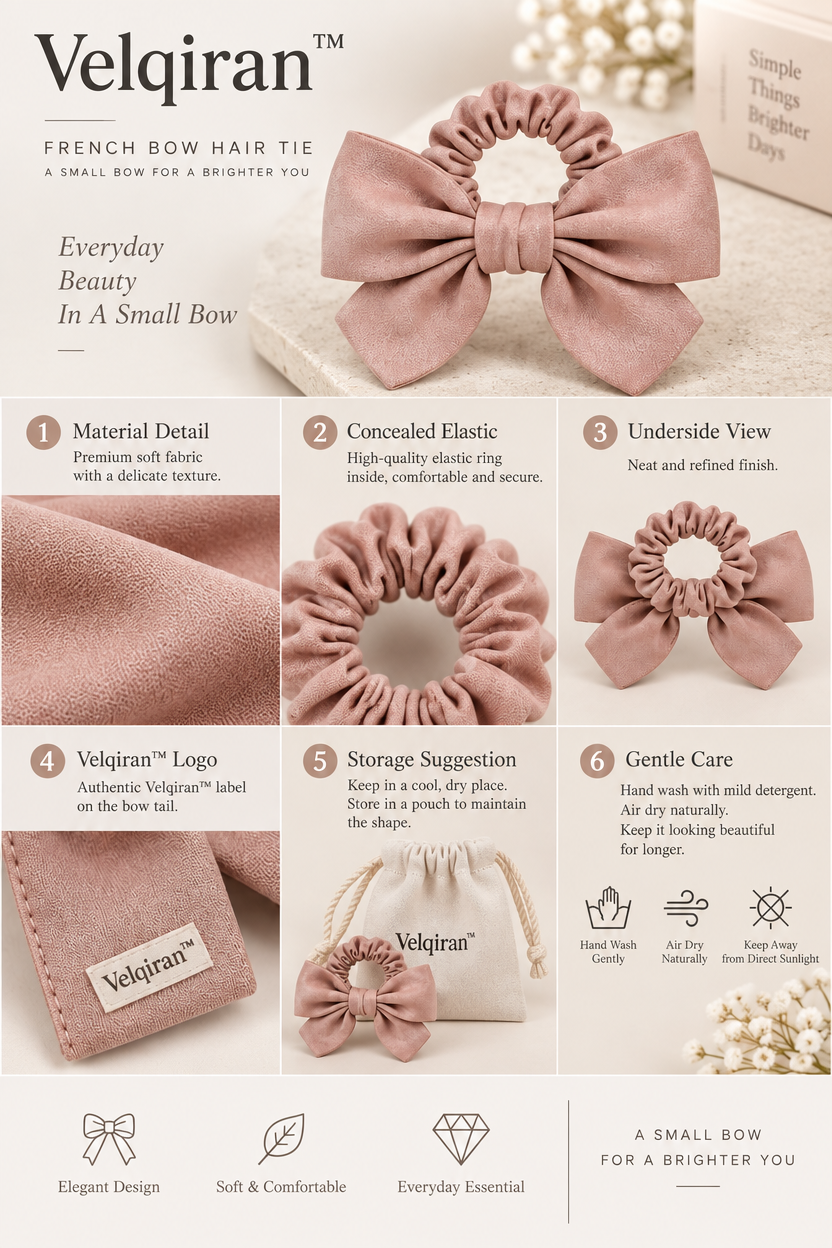 Velqiran™ French Bow Hair Tie image 5